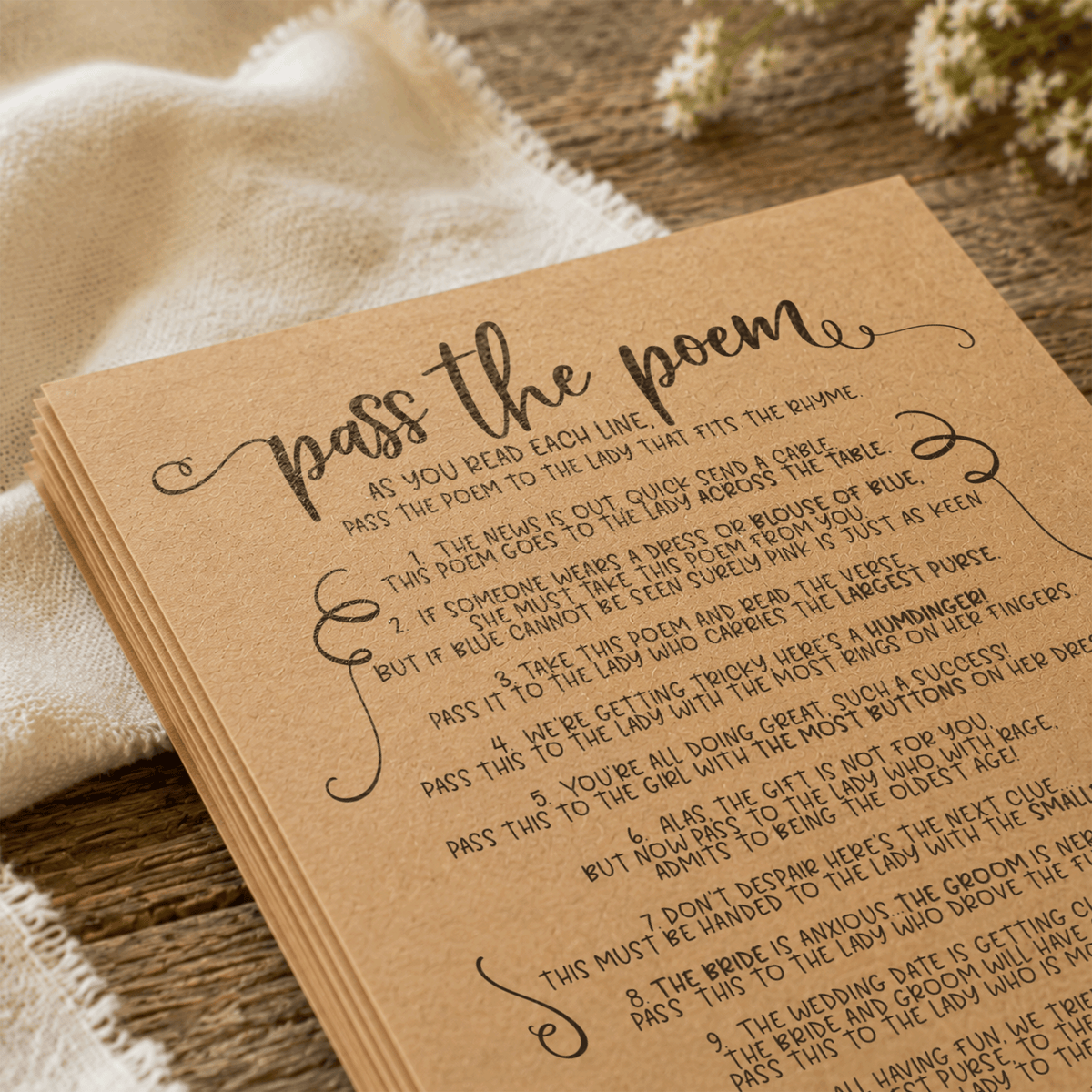 Pass The Poem Bridal Shower Game