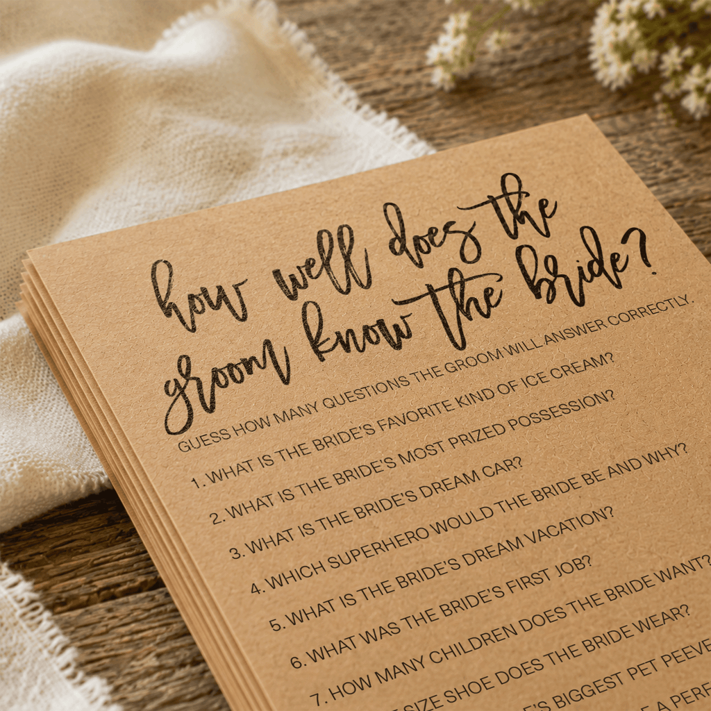 How Well Does The Groom Know The Bride Bridal Shower Game