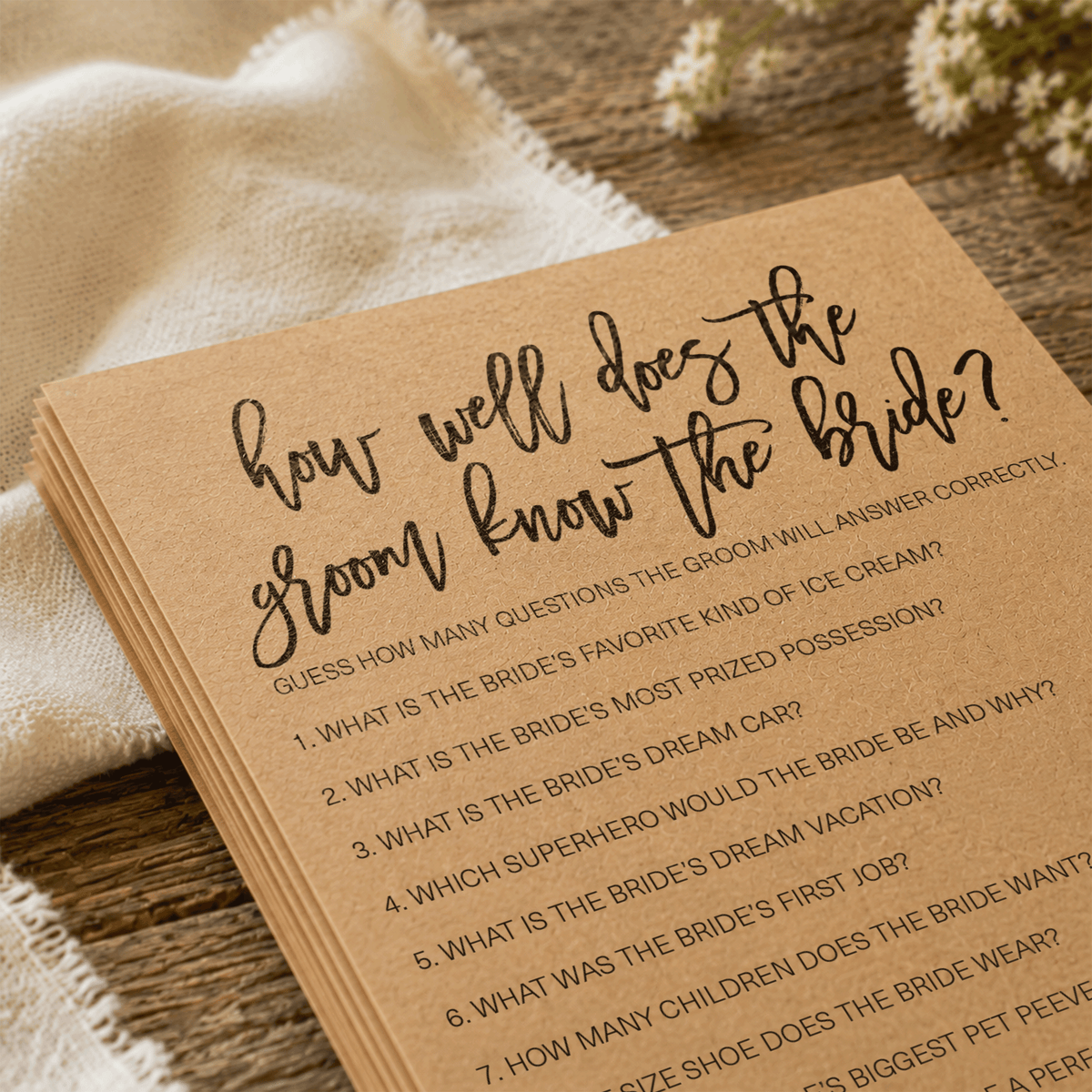 How Well Does The Groom Know The Bride Bridal Shower Game