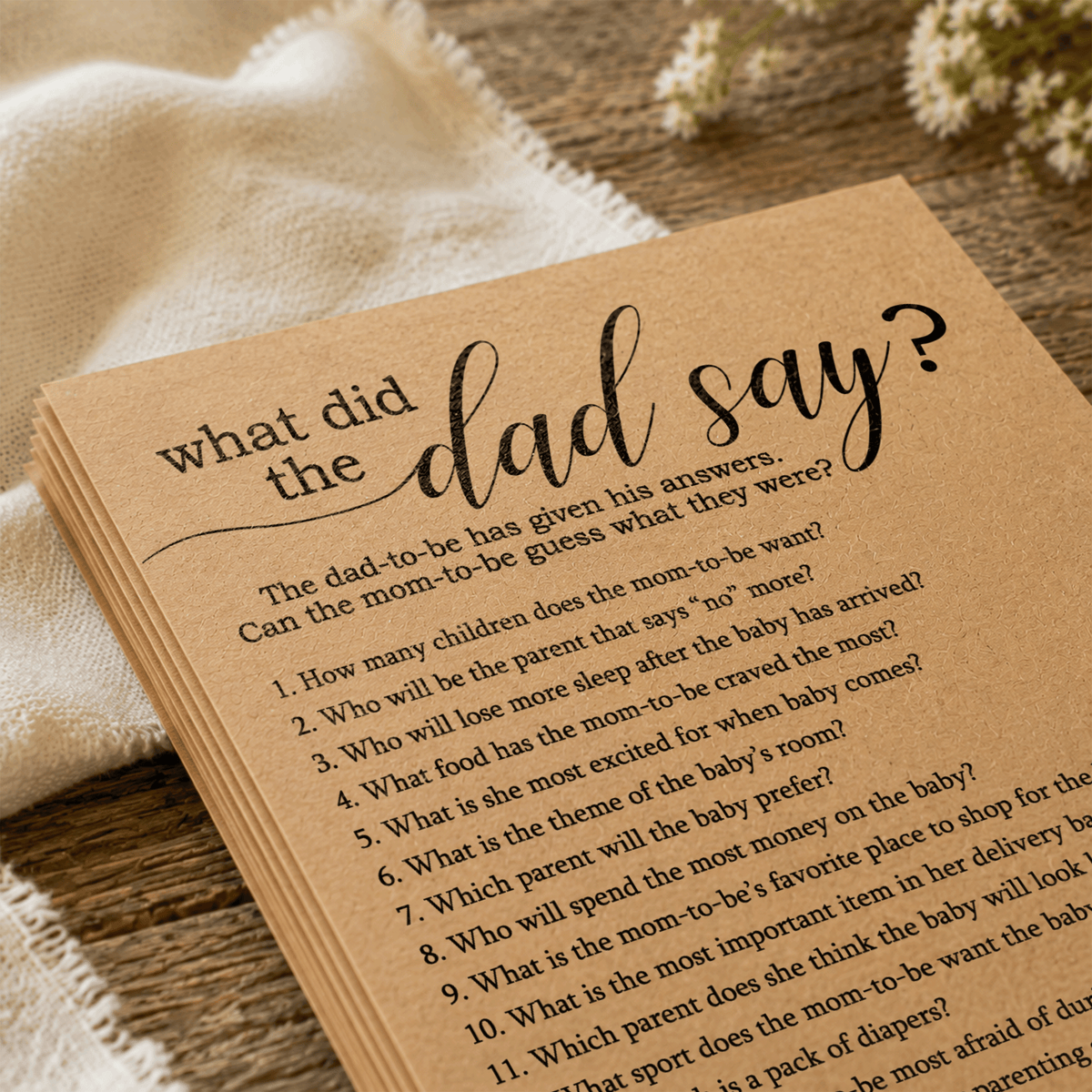 What Did The Dad Say Baby Shower Game