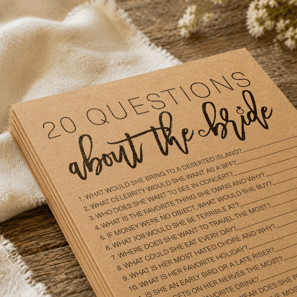 20 Questions about the Bride Bridal Shower Game