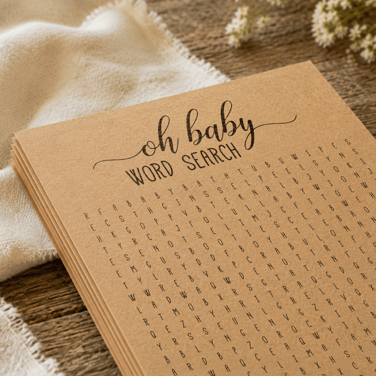Oh Baby Word Search Baby Shower Activity
