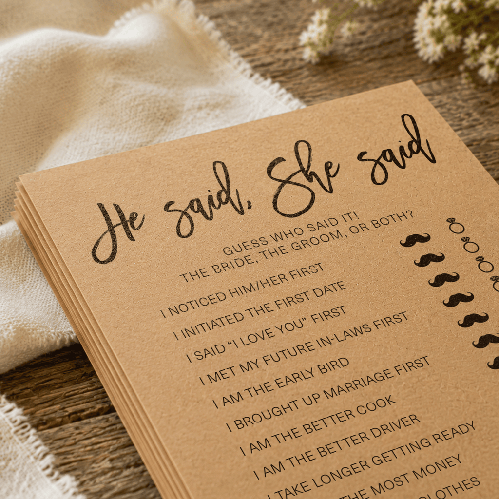 He Said She Said Bridal Shower Game