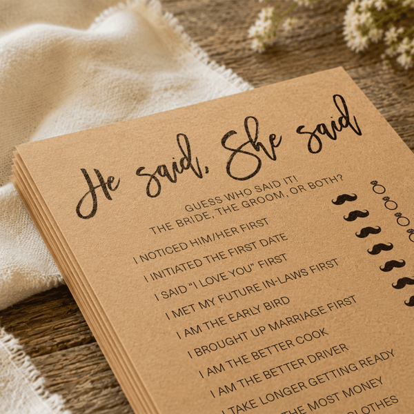 He Said She Said Bridal Shower Game