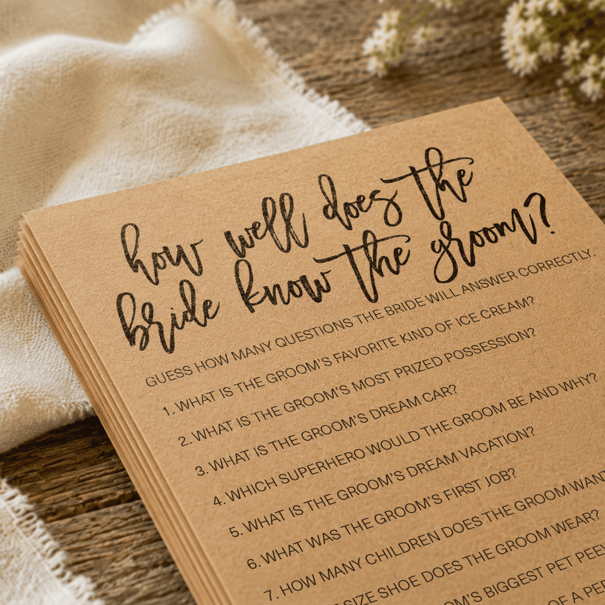 How Well Does The Bride Know The Groom Bridal Shower Game