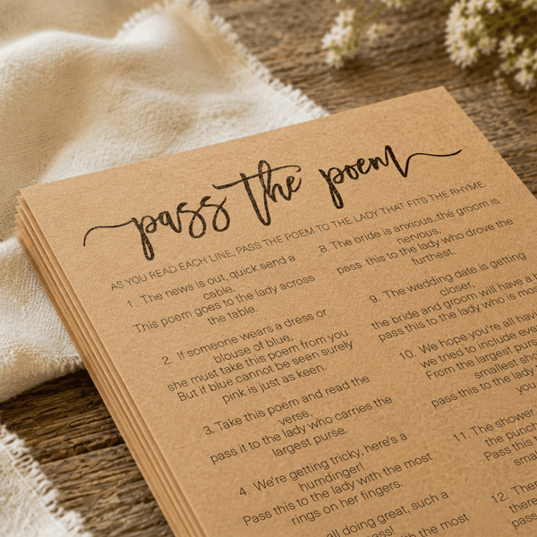 Pass The Poem Bridal Shower Game