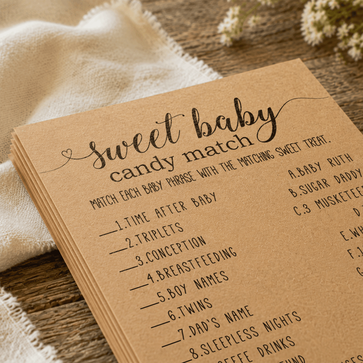 Sweet Baby Candy Match Baby Shower Game
