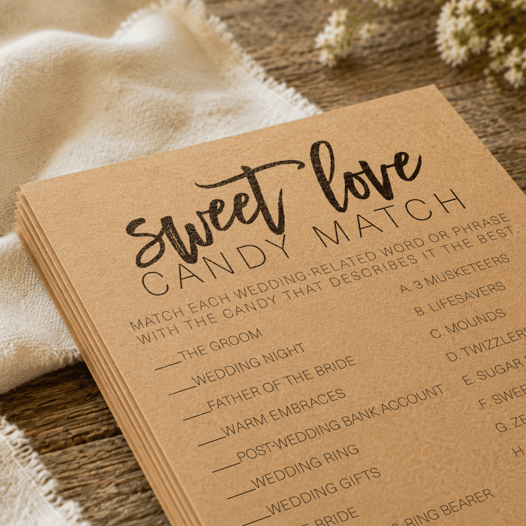 Sweet Love Candy Match Bridal Shower Game