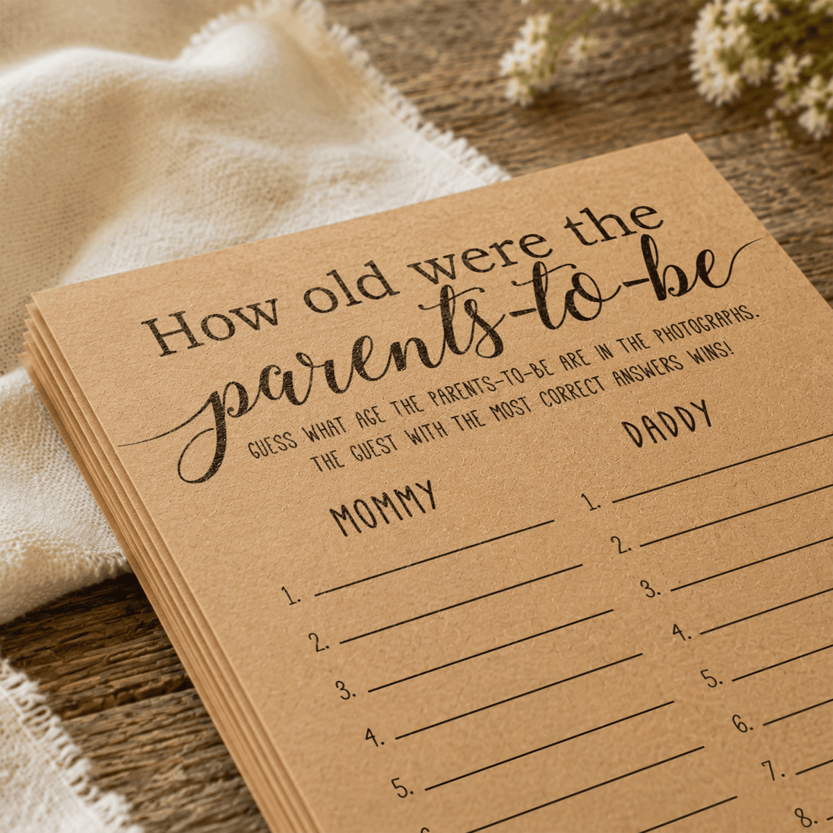 How Old were the Parents-to-be Baby Shower Game