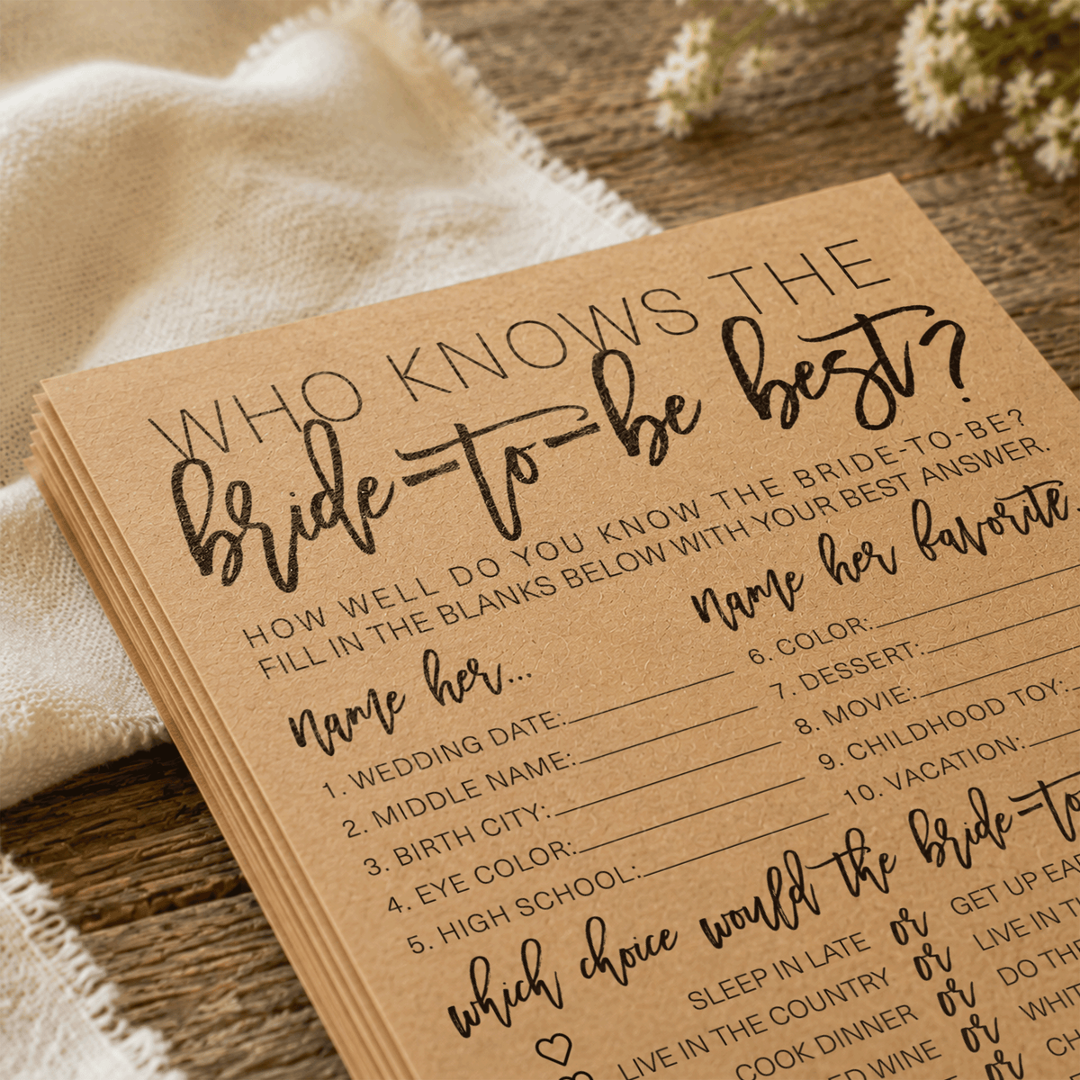Who Knows The Bride-To-Be Best Bridal Shower Game