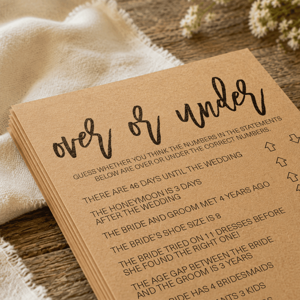 Over or Under Bridal Shower Game
