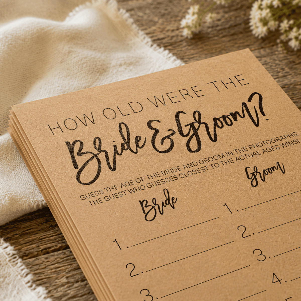 How Old Were The Bride And Groom Bridal Shower Game