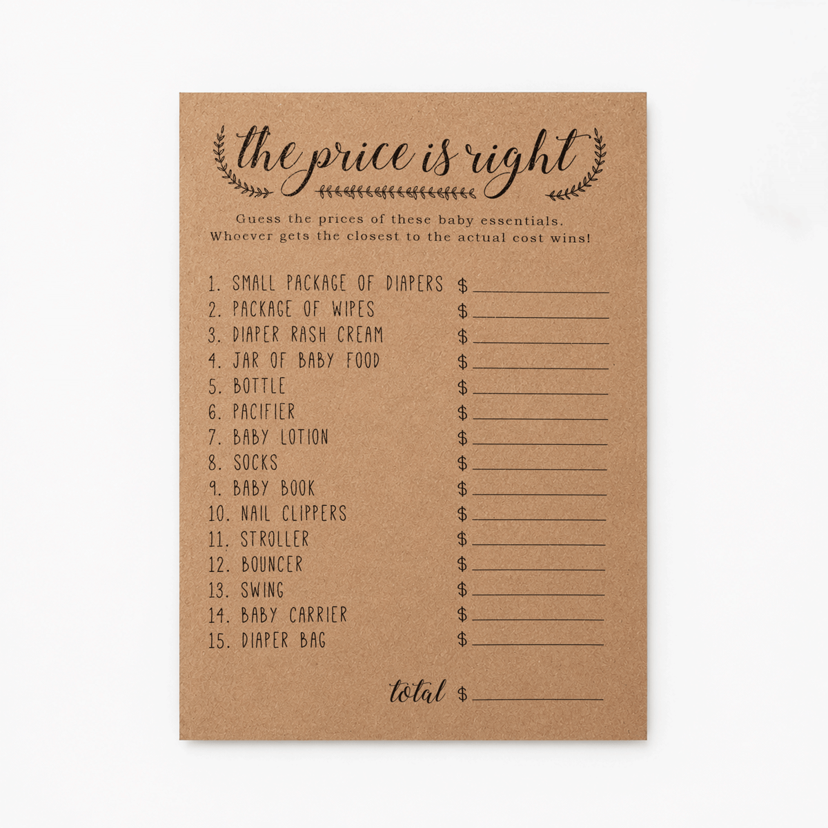 The Price Is Right Baby Shower Game