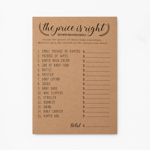 The Price Is Right Baby Shower Game