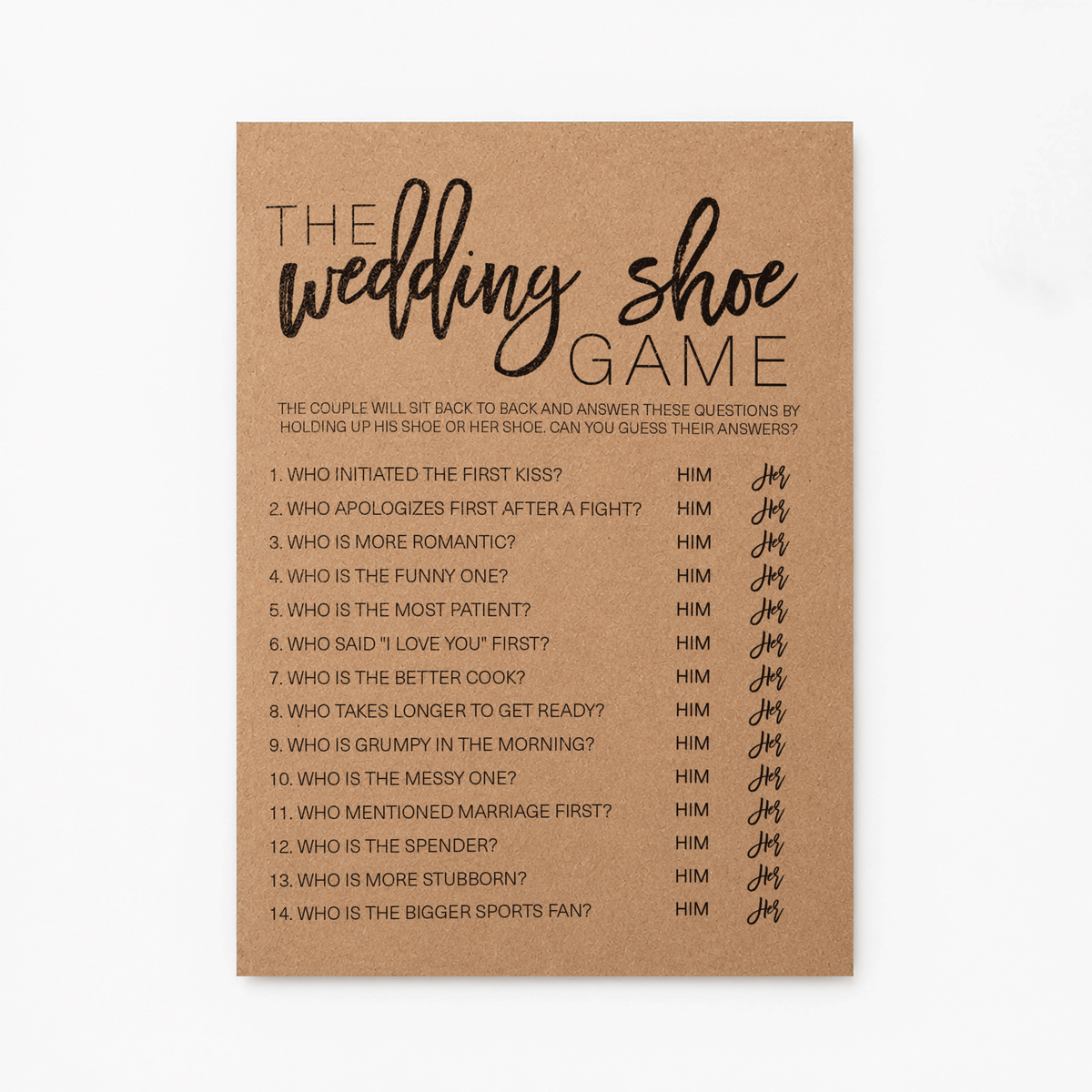 Wedding Shoe Bridal Shower Game