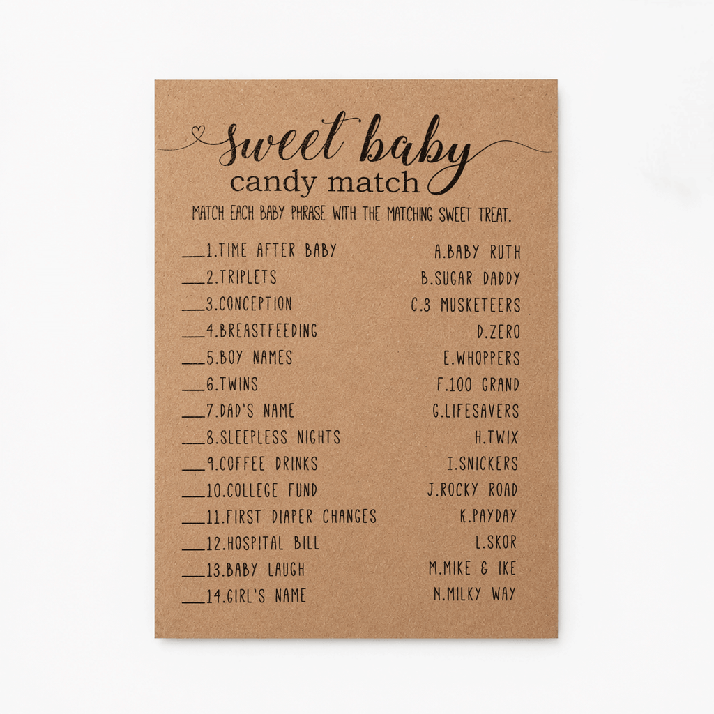 Sweet Baby Candy Match Baby Shower Game