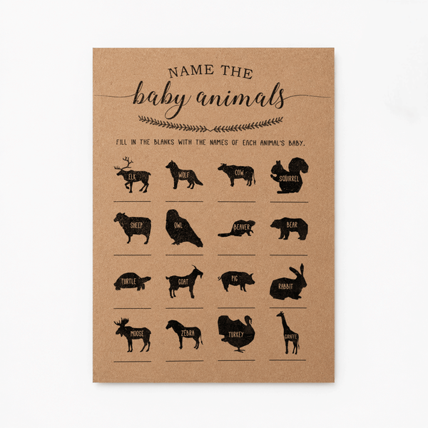 Name the Baby Animals Baby Shower Game