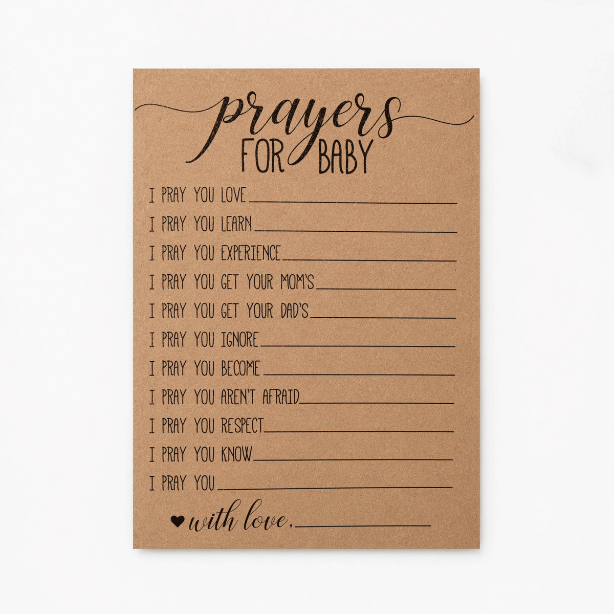 Prayers for Baby Cards - Baby Shower Activity