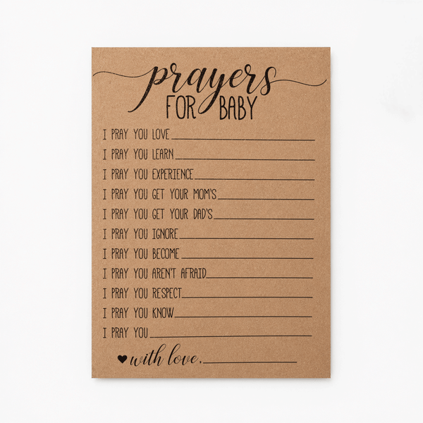 Prayers for Baby Cards - Baby Shower Activity