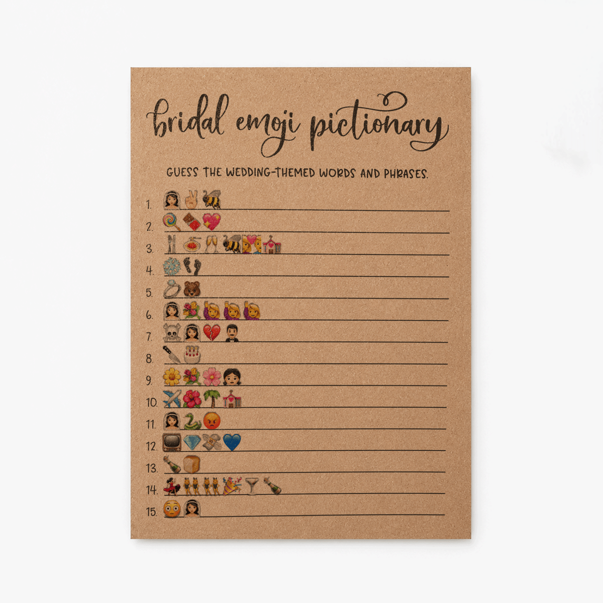 Bridal Emoji Pictionary Bridal Shower Game