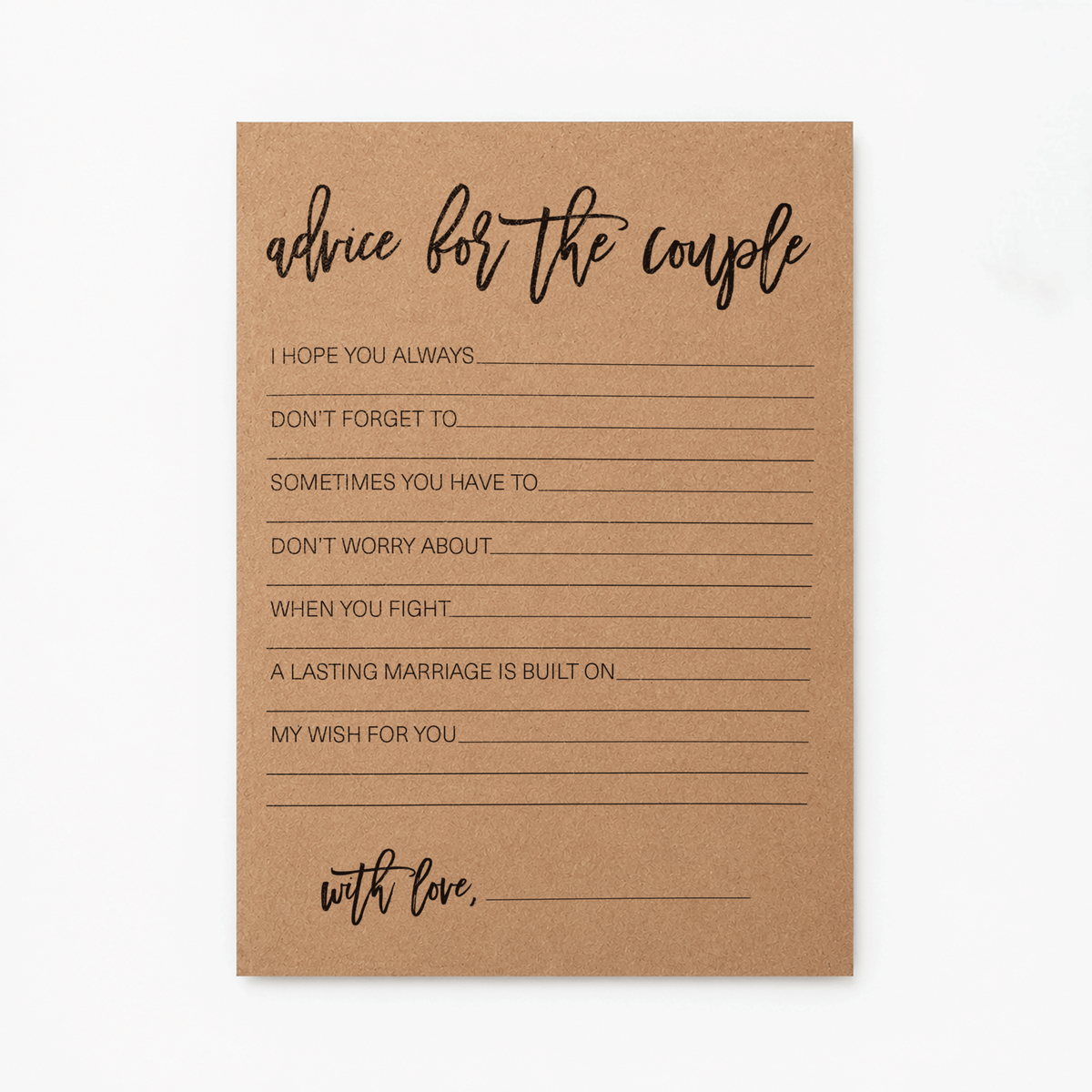 Advice for the Couple Bridal Shower Activity