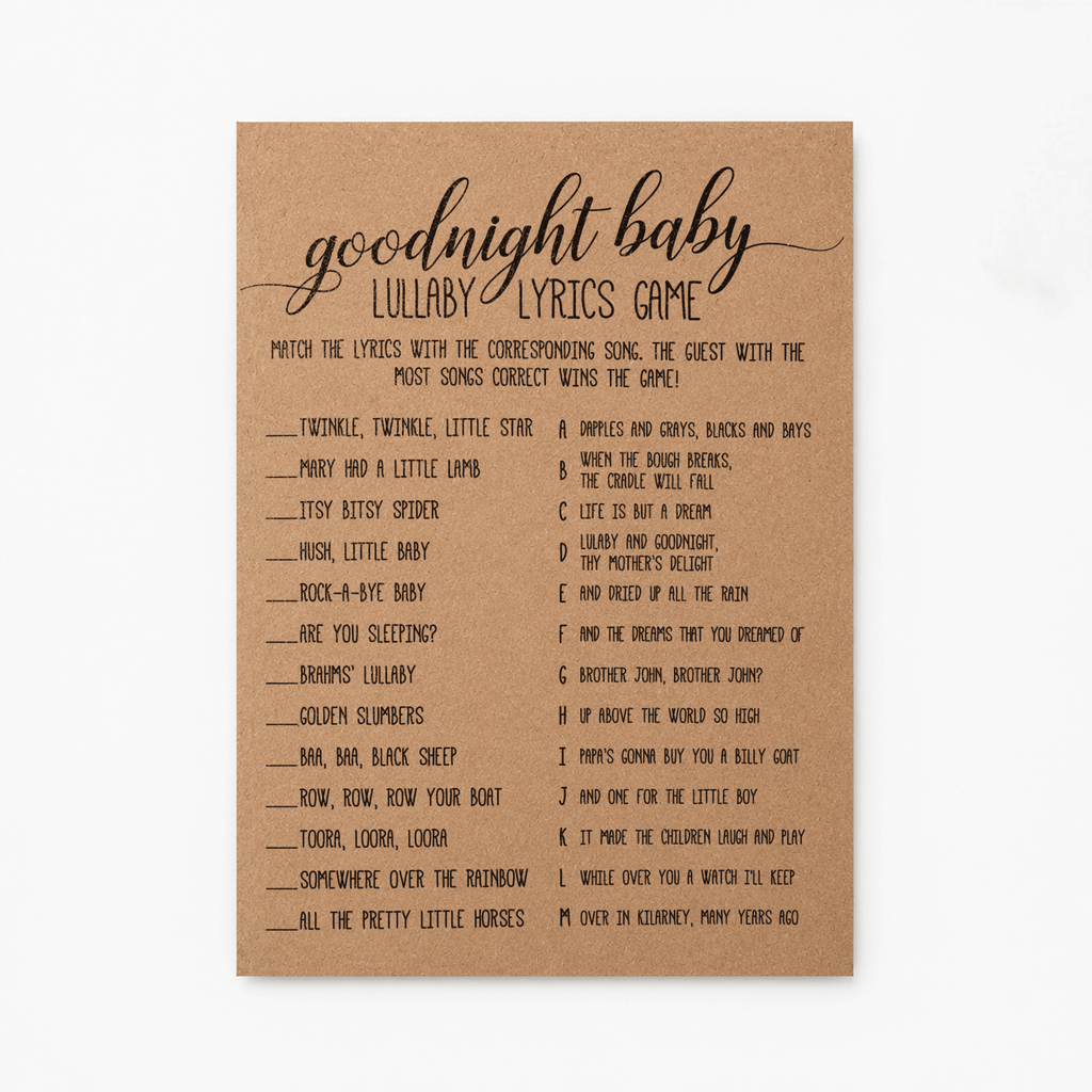 Goodnight Baby - Baby Shower Game