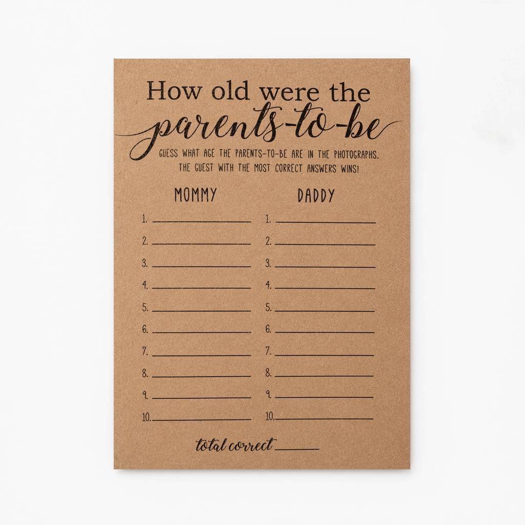 How Old were the Parents-to-be Baby Shower Game