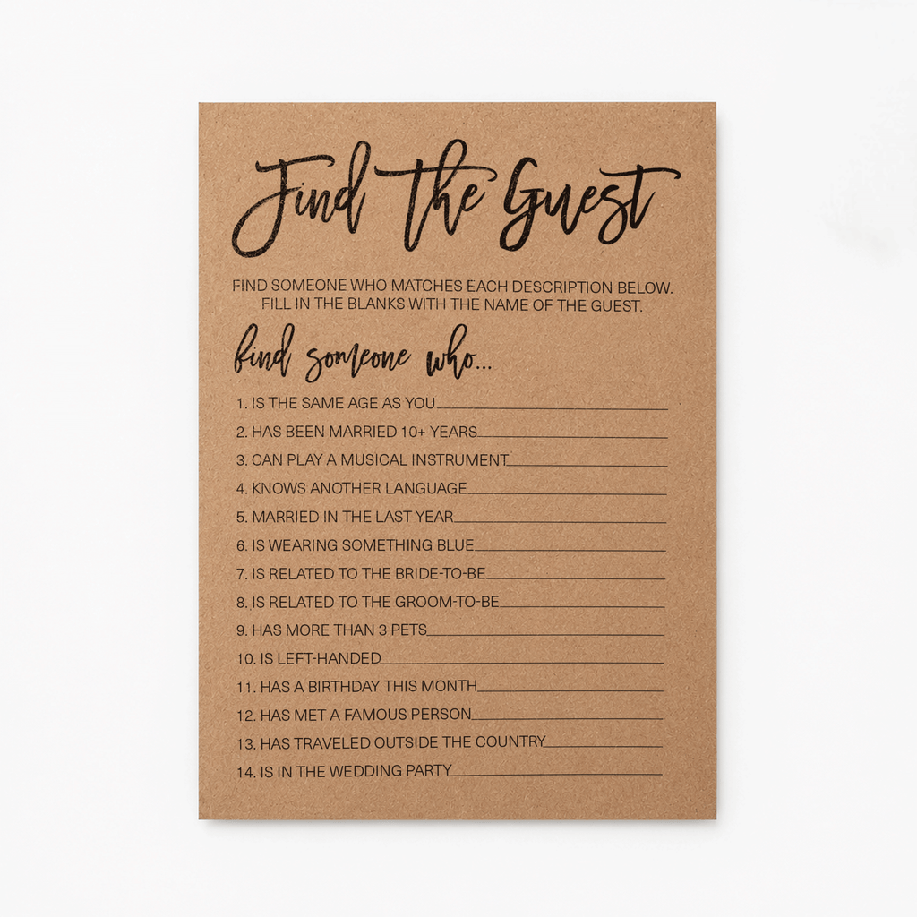 Find The Guest Bridal Shower Game