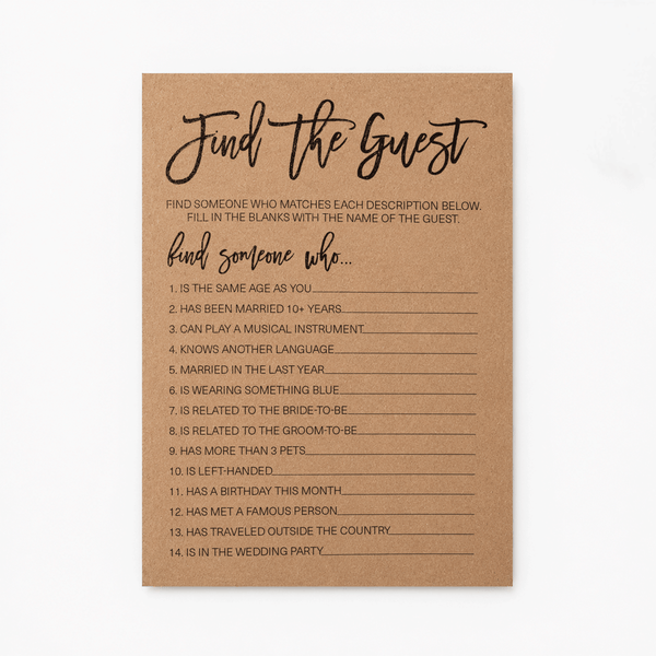 Find The Guest Bridal Shower Game