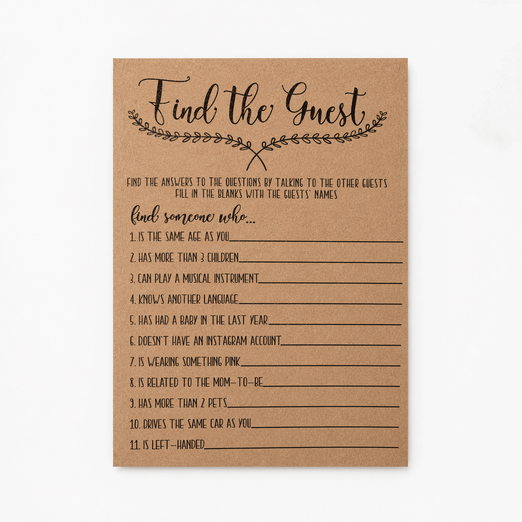 Find The Guest Baby Shower Game