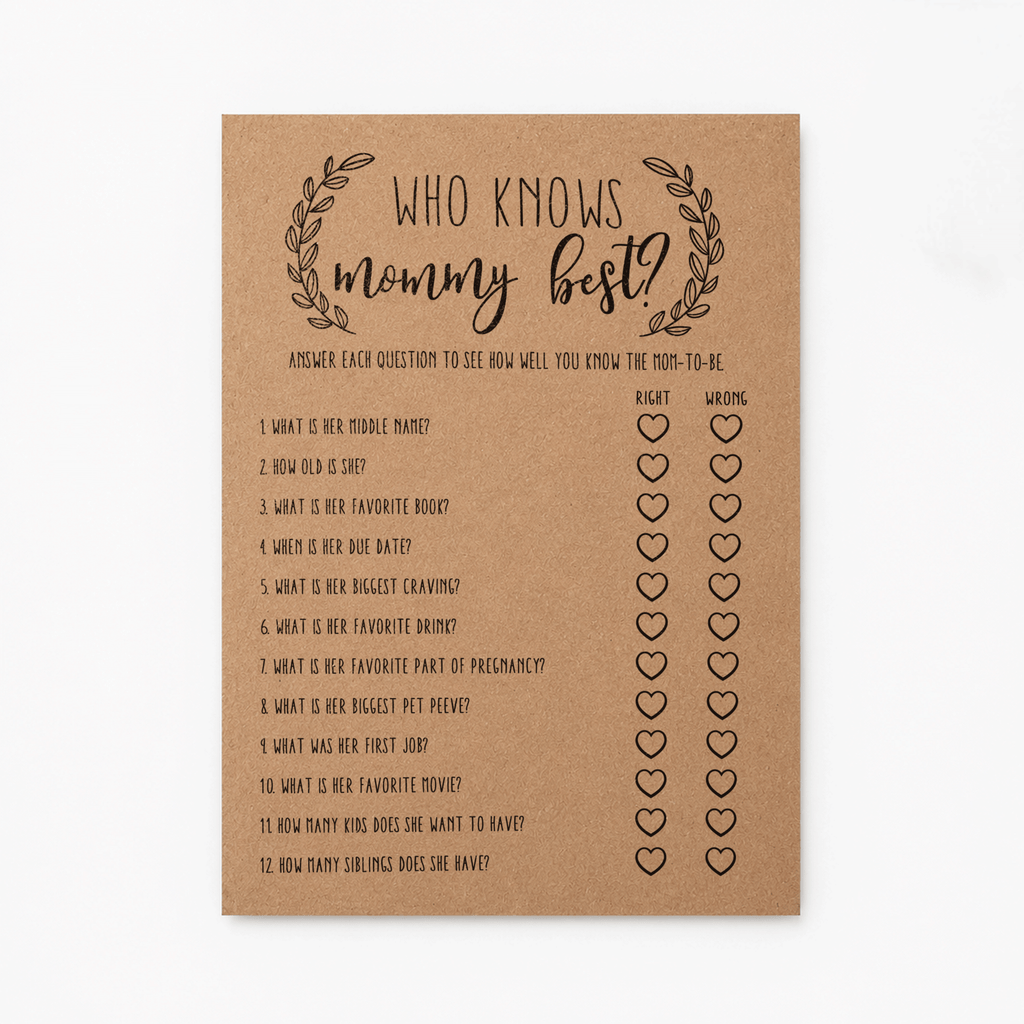 Who Knows Mommy Best Baby Shower Game