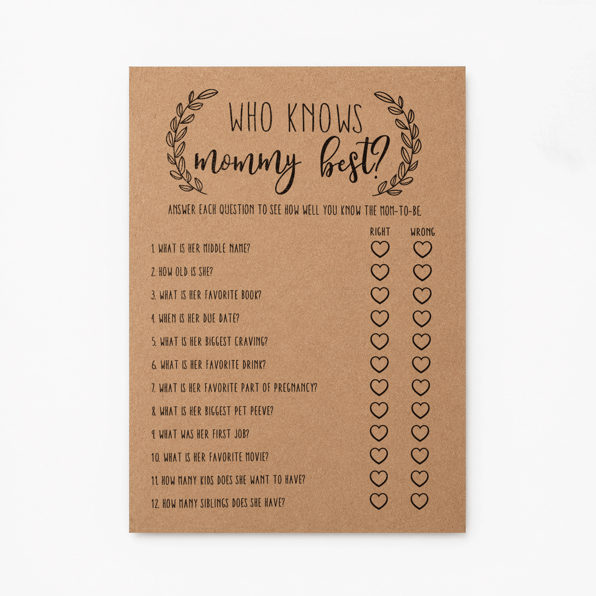 Who Knows Mommy Best Baby Shower Game
