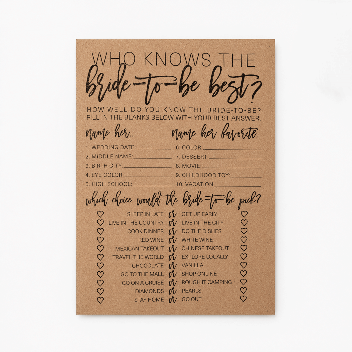 Who Knows The Bride-To-Be Best Bridal Shower Game