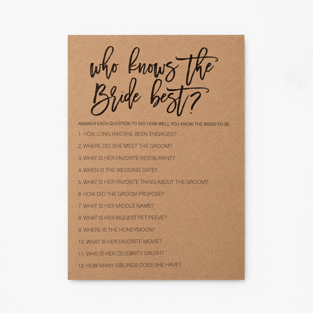 Who Knows The Bride Best Bridal Shower Game
