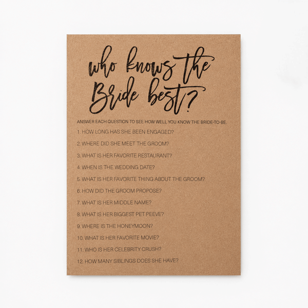 Who Knows The Bride Best Bridal Shower Game