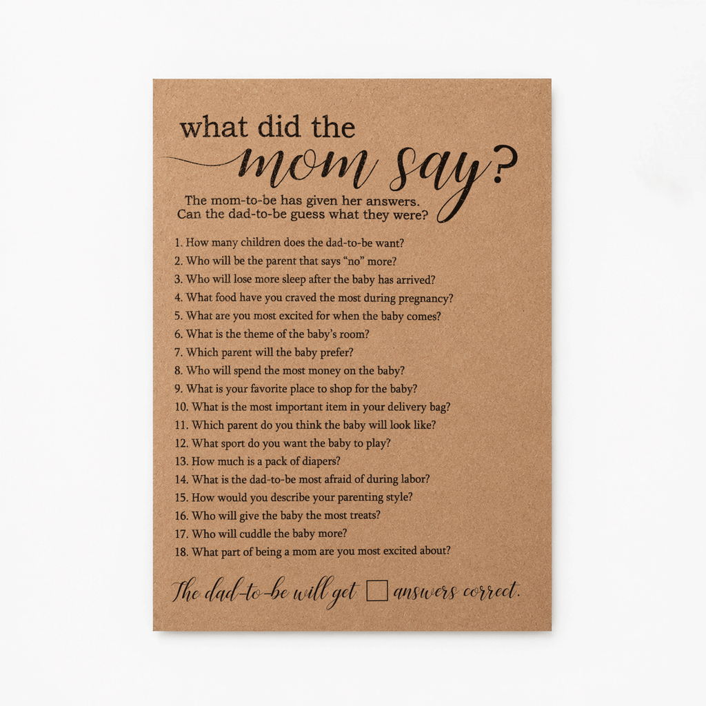What Did The Mom Say Baby Shower Game