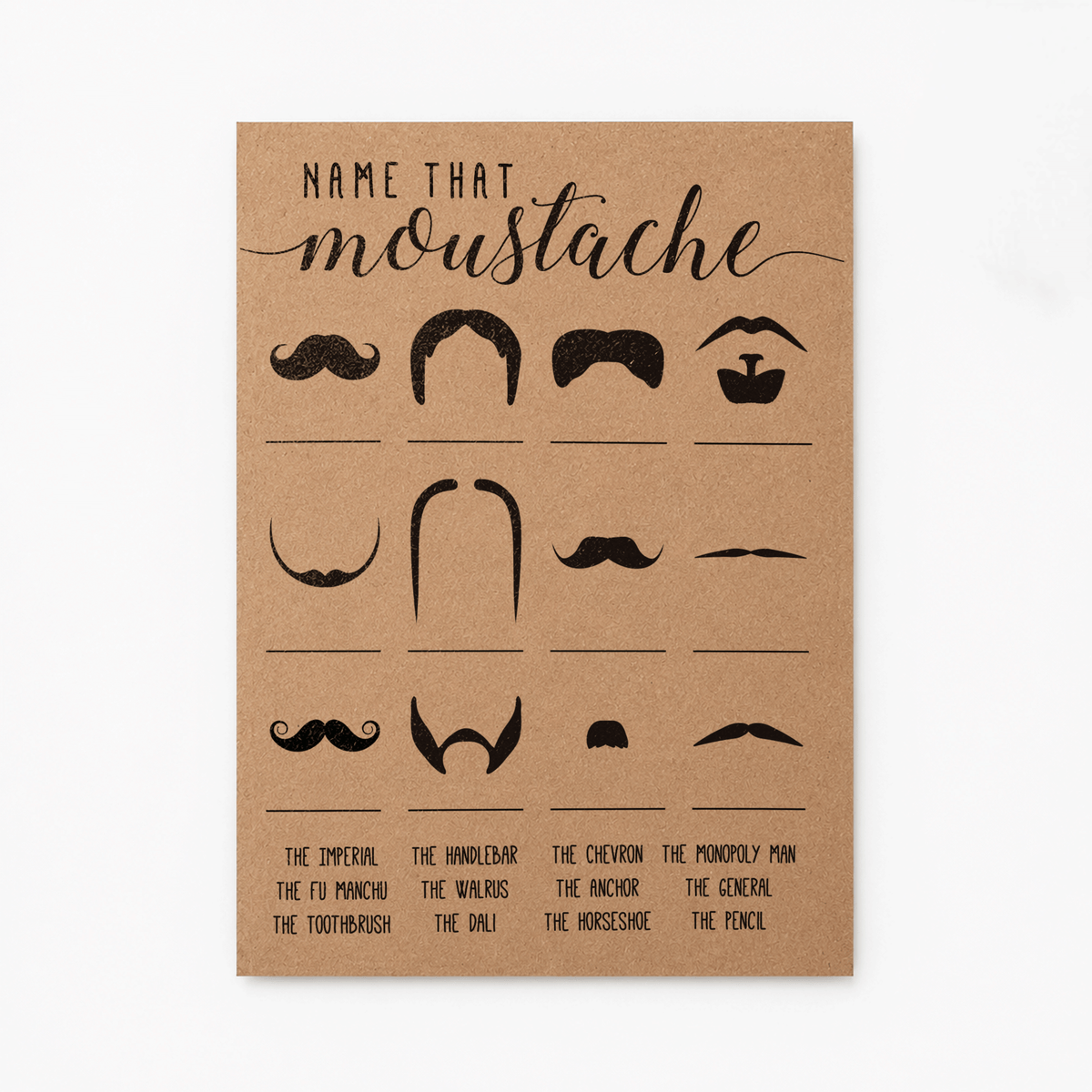 Name That Moustache Baby Shower Game