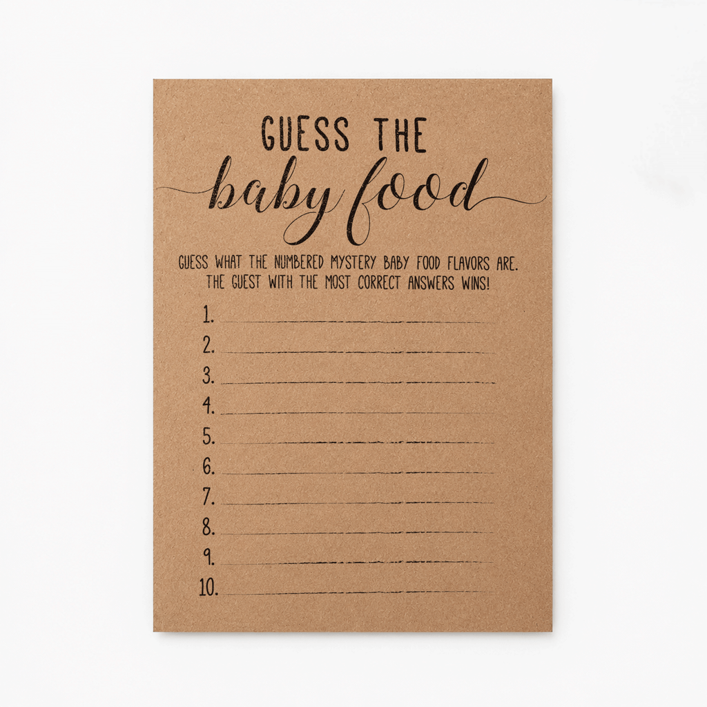 Guess the Baby Food Baby Shower Game