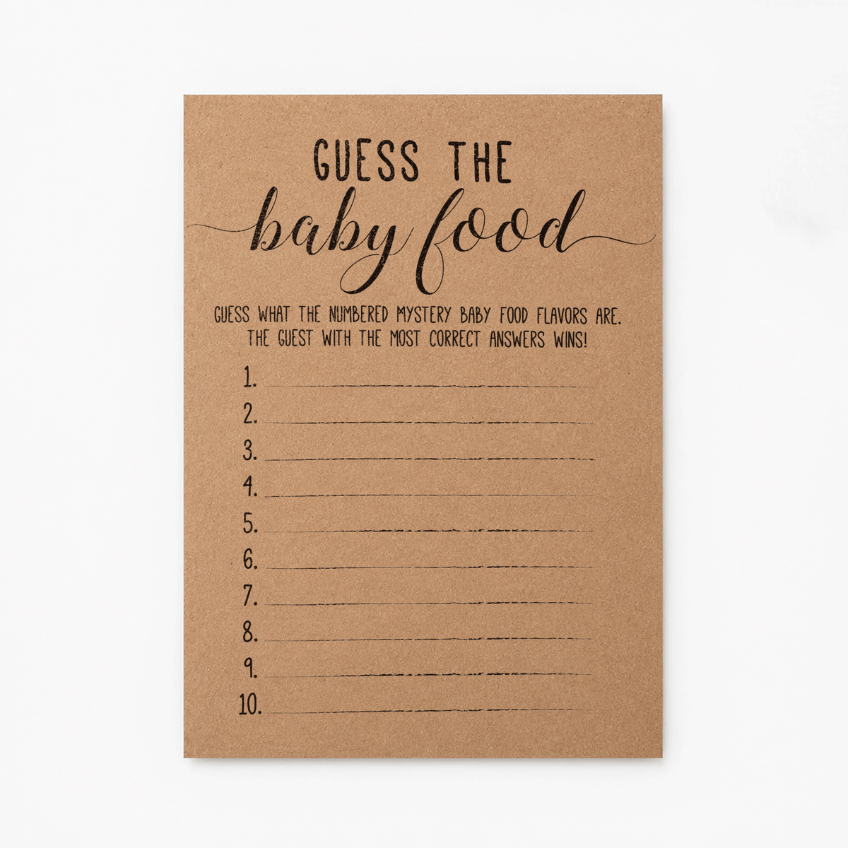 Guess the Baby Food Baby Shower Game