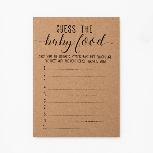 Guess the Baby Food Baby Shower Game