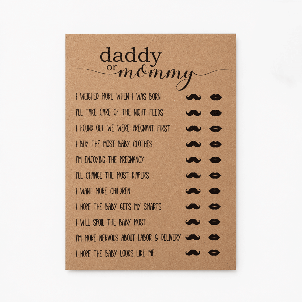 Daddy Or Mommy Baby Shower Game