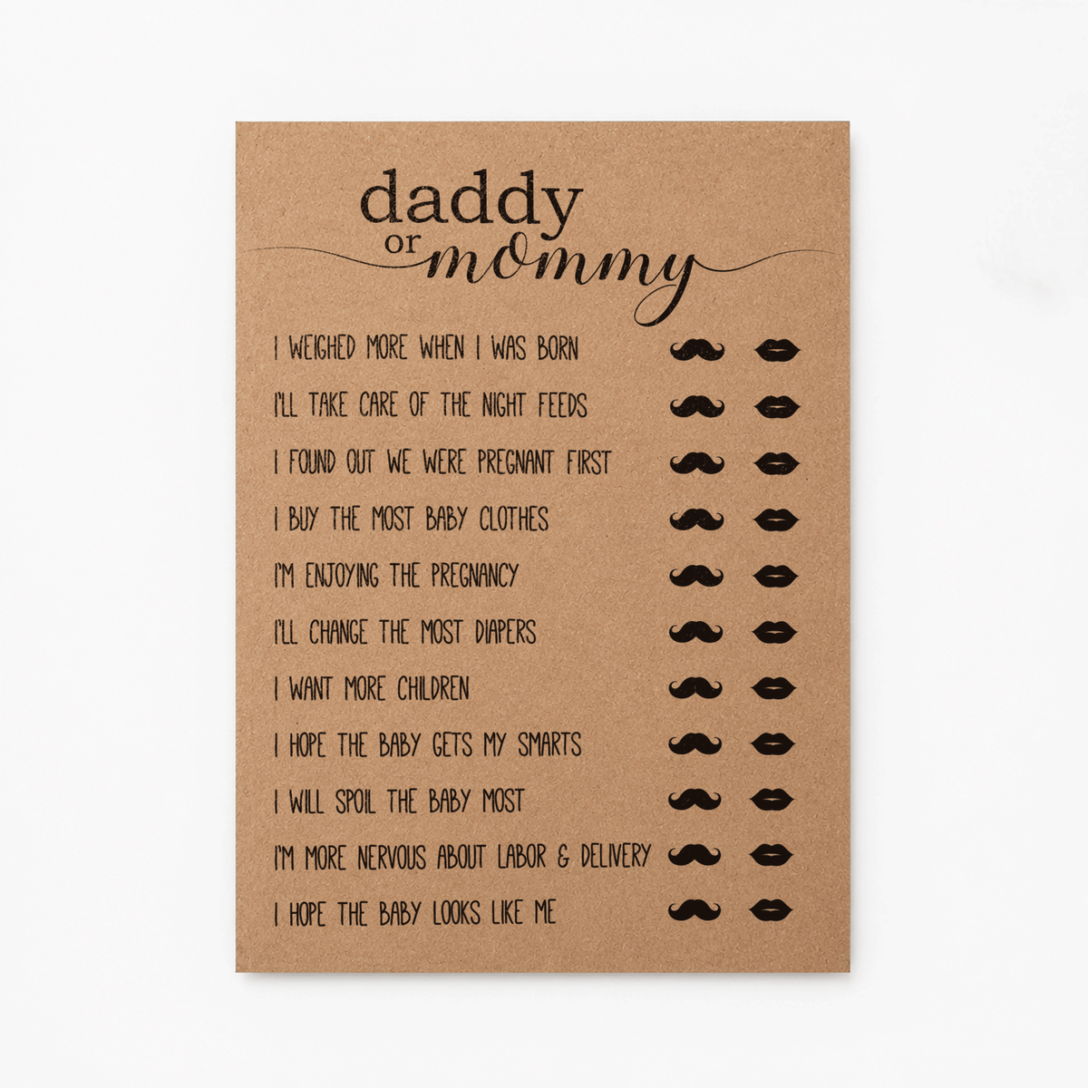 Daddy Or Mommy Baby Shower Game