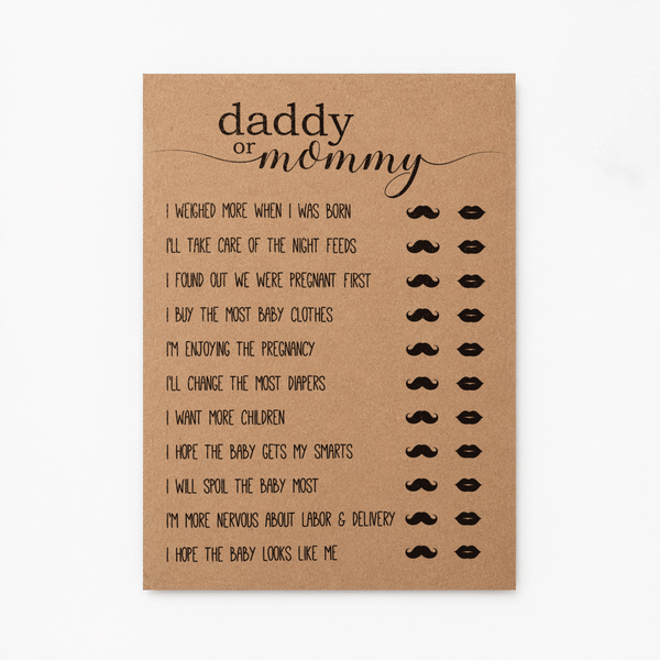 Daddy Or Mommy Baby Shower Game