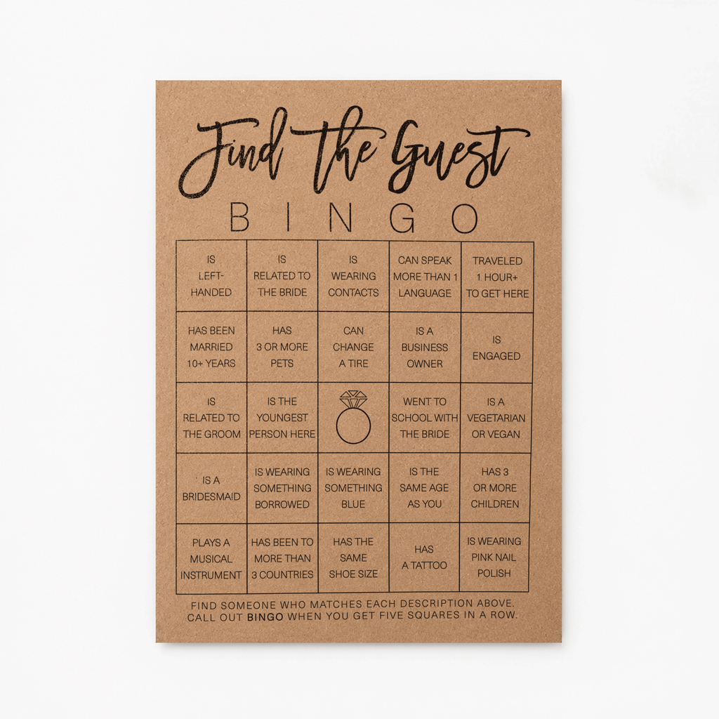 Find the Guest Bingo Bridal Shower Game