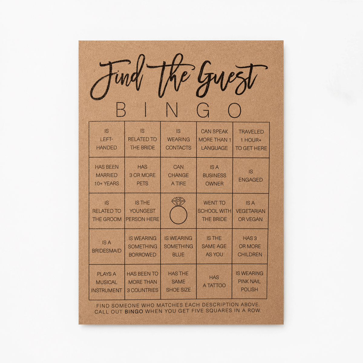 Find the Guest Bingo Bridal Shower Game