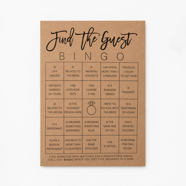 Find the Guest Bingo Bridal Shower Game