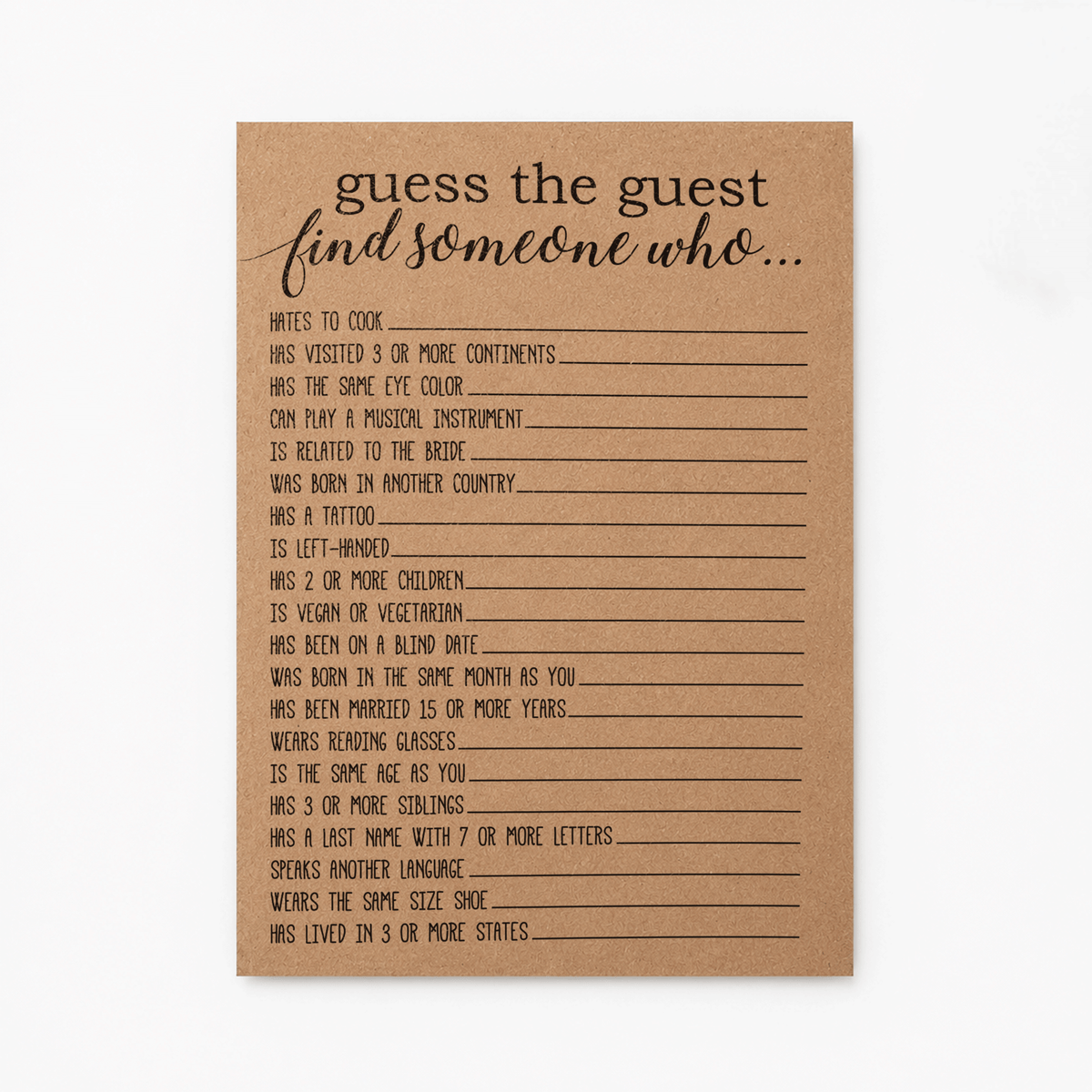 Guess the Guest Baby Shower Game