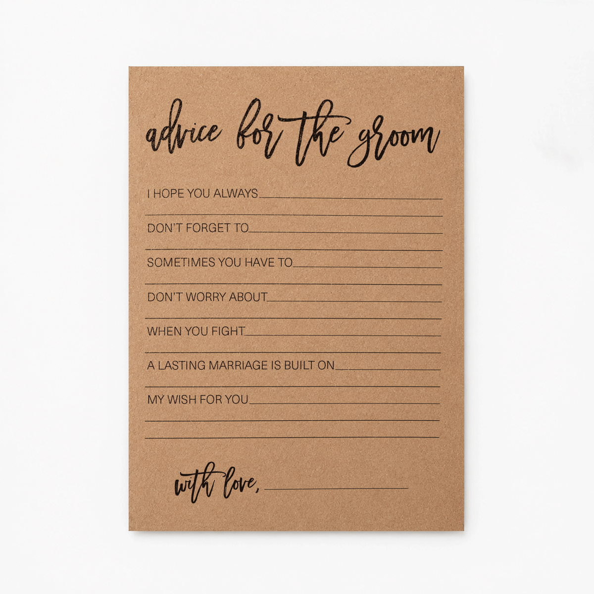 Advice for the Groom Bridal Shower Activity