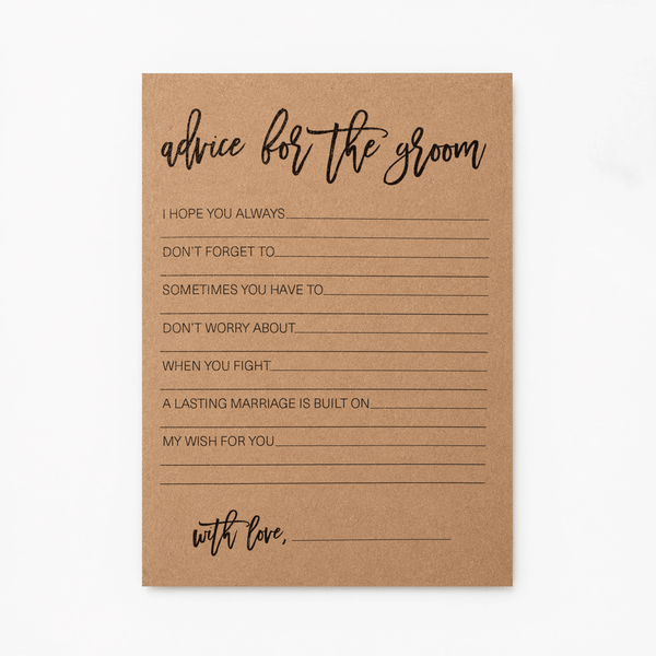 Advice for the Groom Bridal Shower Activity