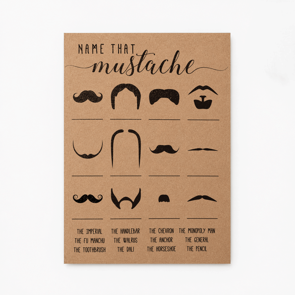 Name That Mustache Baby Shower Game